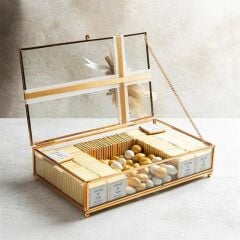 Söz-Nişan-Kız İsteme Çikolatası Cam Kutu Altın Sarısı