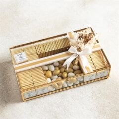 Söz-Nişan-Kız İsteme Çikolatası Cam Kutu Altın Sarısı