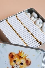 Metal Kare Bebek Kutusu  ( 50 Ad. Madlen + 200Gr. Badem Şekeri )